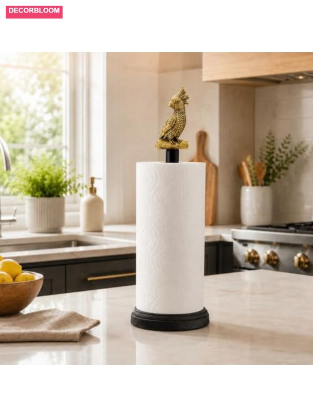 Countertop Paper Towel Holder with Weighted Non-Slip Base, Metal Rod - Picture 5 of 6